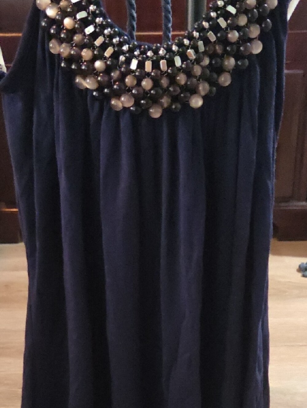 Daytrip Navy Beaded Sleeveless Top